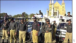 Police surround the church